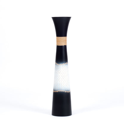 Grande vaso da pavimento in legno di mango – Decorazione artigianale dalla Thailandia