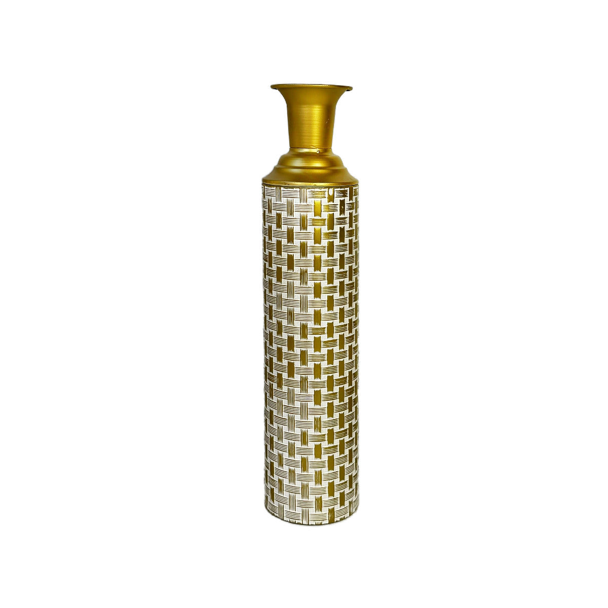 3-Piece Metal Floor Vase Set – Tall & Large Handmade Decorative Vases, gold, white