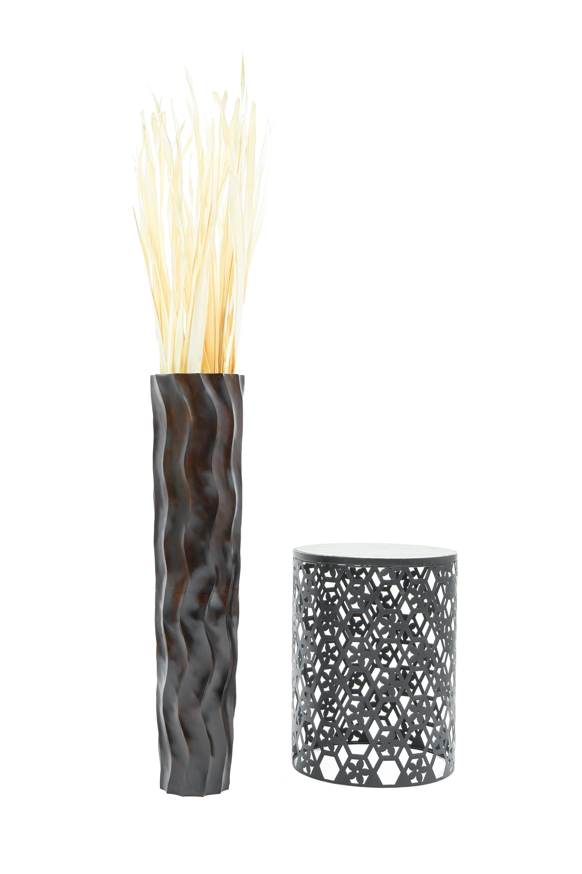 Large Mango Wood Floor Vase – Handcrafted Decorative Highlight from Thailand, brown, 85 cm