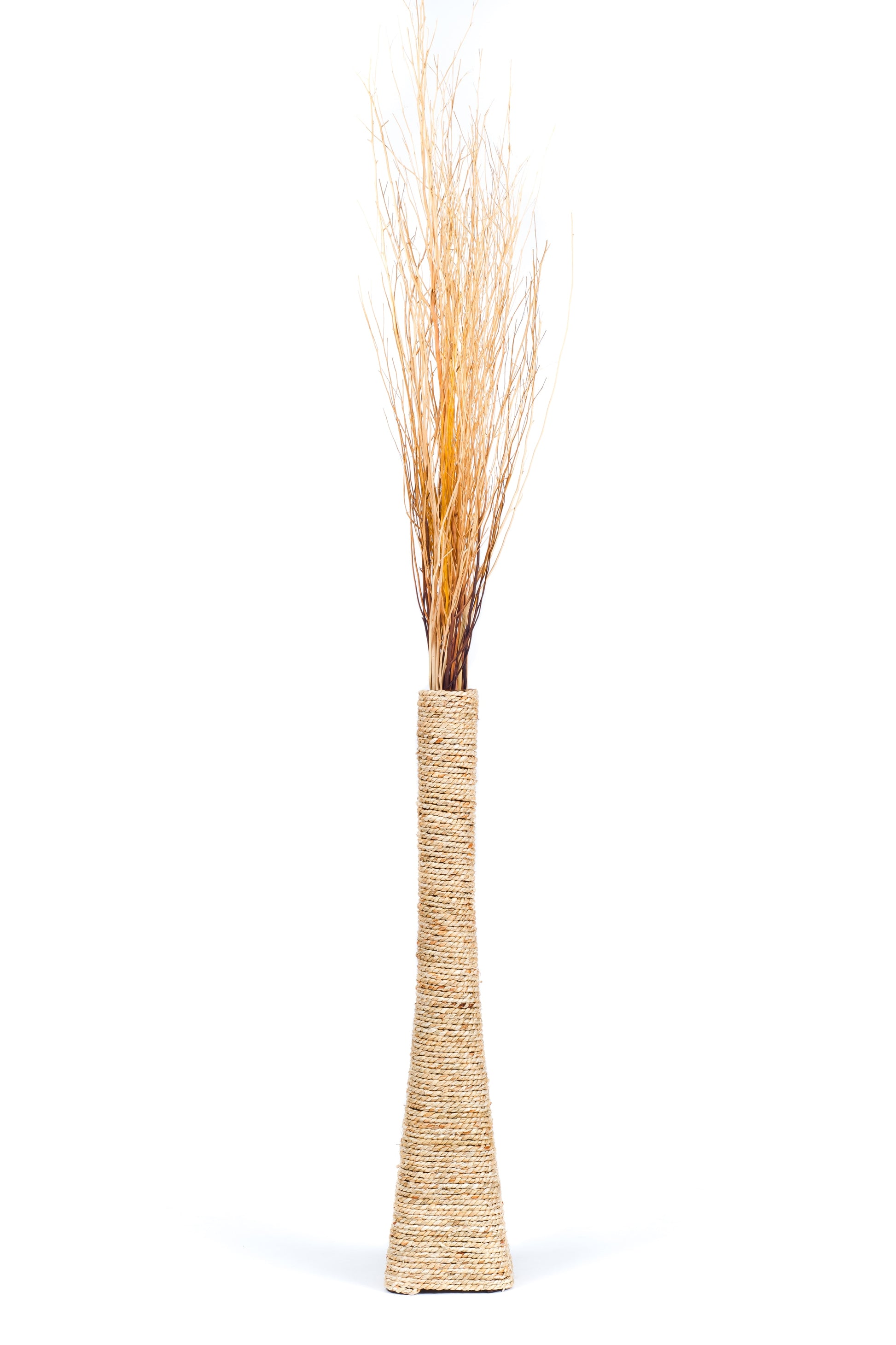 Large & Tall Floor Vase Made of Water Hyacinth and Bamboo – Handwoven Decorative Stand Vase for Dried Flowers & Branches, ecru, 70 cm - Modèle 2