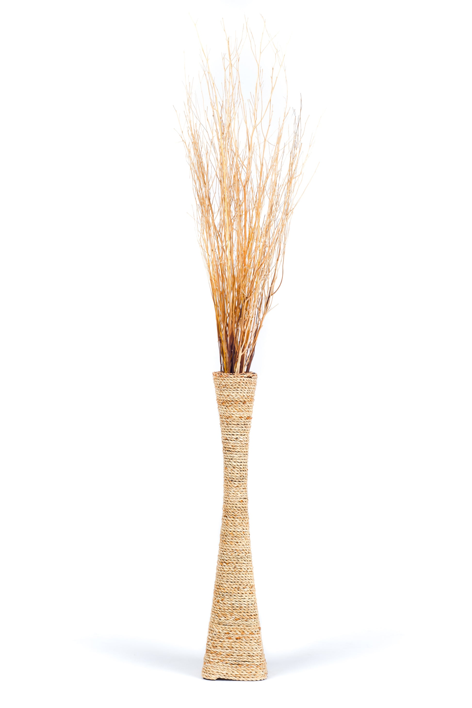 Large & Tall Floor Vase Made of Water Hyacinth and Bamboo – Handwoven Decorative Stand Vase for Dried Flowers & Branches, ecru, 70 cm - Modèle 1