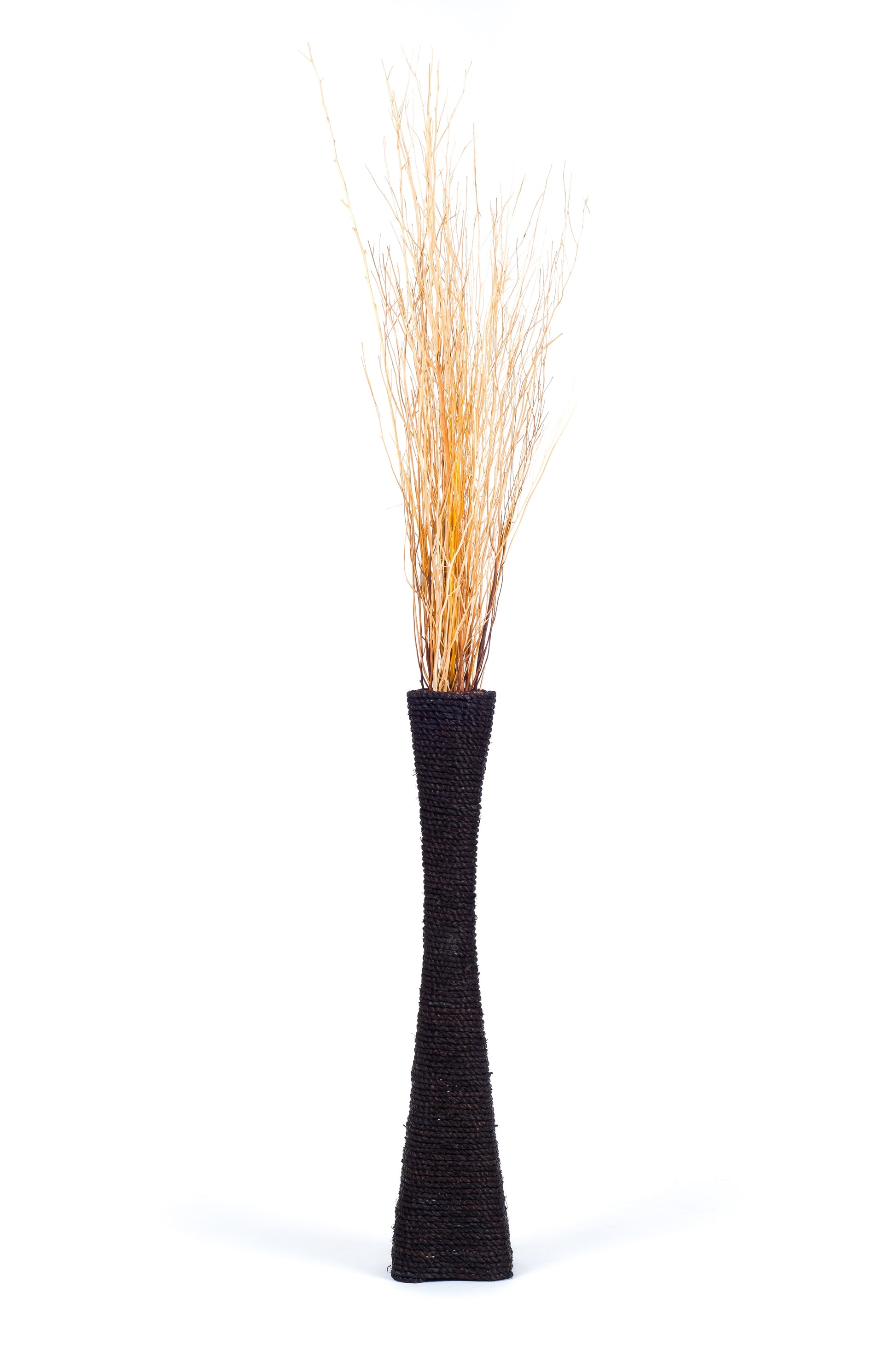 Large & Tall Floor Vase Made of Water Hyacinth and Bamboo – Handwoven Decorative Stand Vase for Dried Flowers & Branches, black, 70 cm - Modèle 1