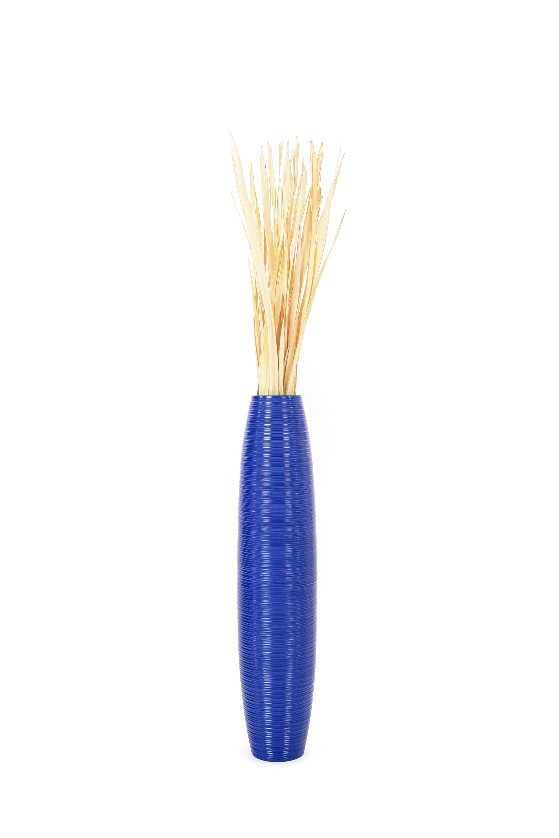 Large Mango Wood Floor Vase – Handcrafted Decorative Highlight from Thailand, blue, 85 cm