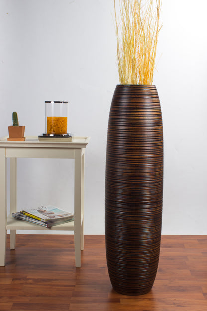 Large Mango Wood Floor Vase – Handcrafted Decorative Highlight from Thailand, 85 cm