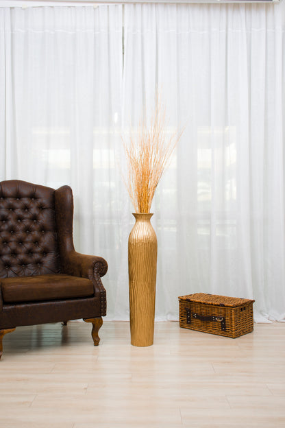 Large Mango Wood Floor Vase – Handcrafted Decorative Highlight from Thailand, 85 cm