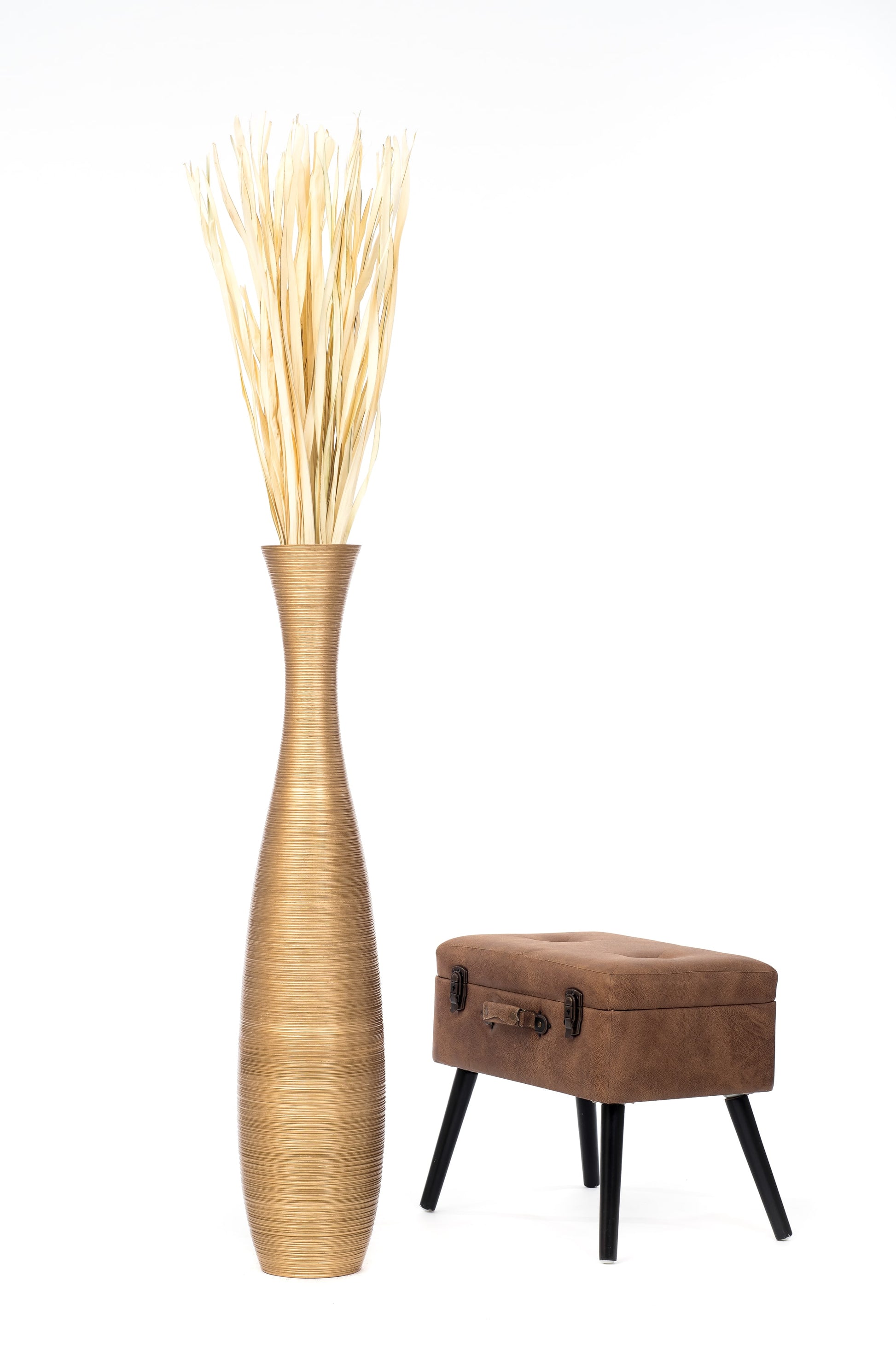 Large Mango Wood Floor Vase – Handcrafted Decorative Highlight from Thailand, 105 cm