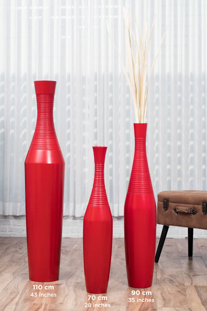 Large Mango Wood Floor Vase – Handcrafted Decorative Highlight from Thailand, 85 cm