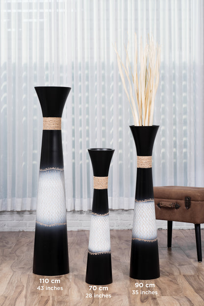 Large Mango Wood Floor Vase – Handcrafted Decorative Highlight from Thailand, 105 cm
