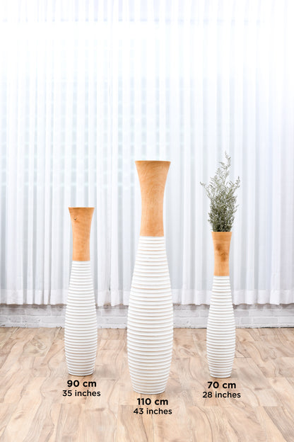 Large Mango Wood Floor Vase – Handcrafted Decorative Highlight from Thailand, 105 cm
