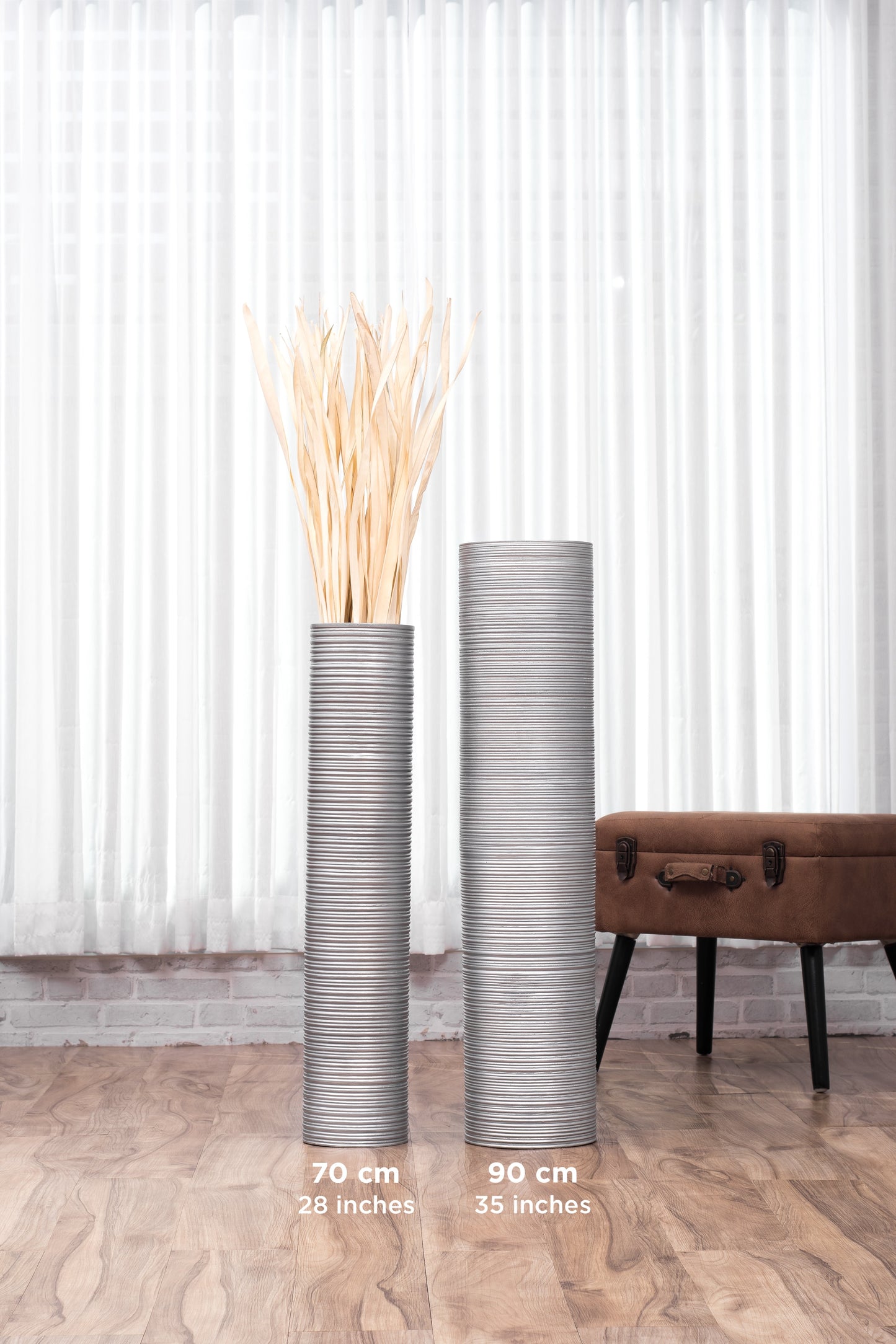 Large Mango Wood Floor Vase – Handcrafted Decorative Highlight from Thailand, 85 cm